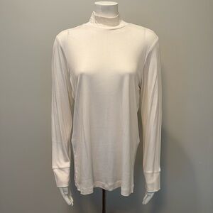 WinterSilks Cream Long Sleeve Mock Turtleneck Top Size XL 100% Silk